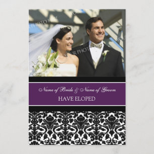 Tarjetas de Invitación Plum Damask Photo Elopement