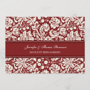 Tarjetas de Invitación Red Damask Just Casried