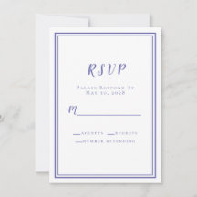 Tarjetas de Invitación RSVP Boda Chic Azul Periwin