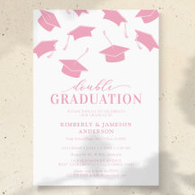 Tarjetas de Invitación Sencillas de Doble Graduaci