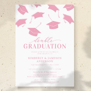 Tarjetas de Invitación Sencillas de Doble Graduaci