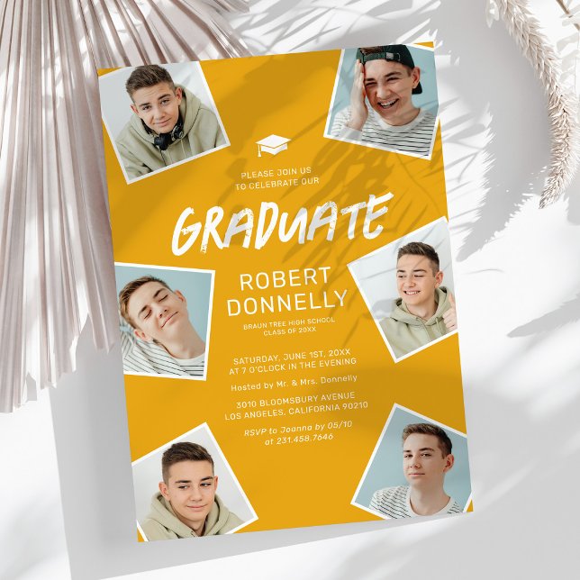 Tarjetas de Invitación Simples de 6 Fotos Amarilla (Subido por el creador)