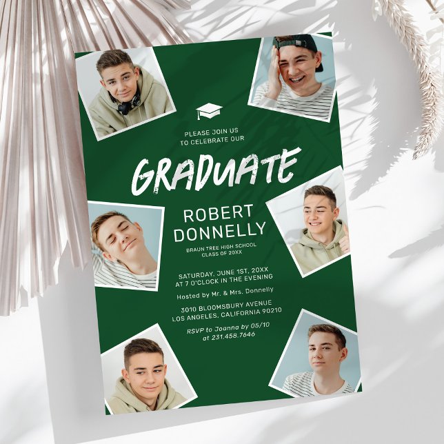 Tarjetas de Invitación Simples de 6 Fotos en Verde (Subido por el creador)