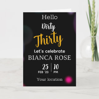 Tarjetas de invitación sucias para los 30 años