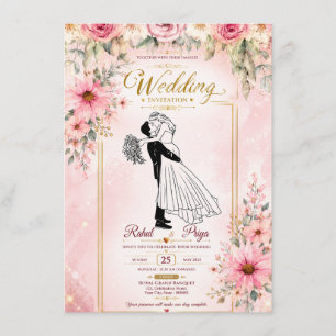 Tarjetas de invitaciones de boda florales elegante