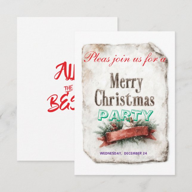 tarjetas de invitaciones de navidad (Anverso / Reverso)