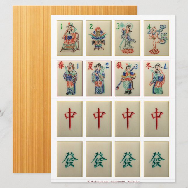 Tarjetas de juego (1) - Flores, estaciones, dragon (Anverso / Reverso)