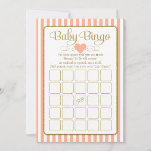 Tarjetas de juego Baby Shower Baby Bingo Peach Gol