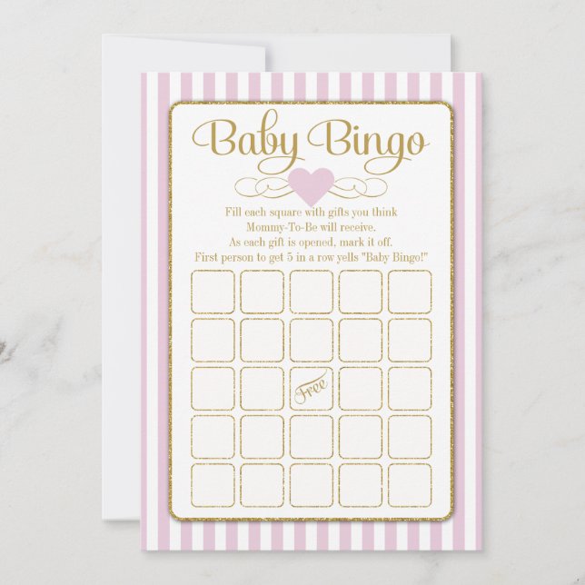 Tarjetas de juego Baby Shower de Chica de oro rosa (Anverso)