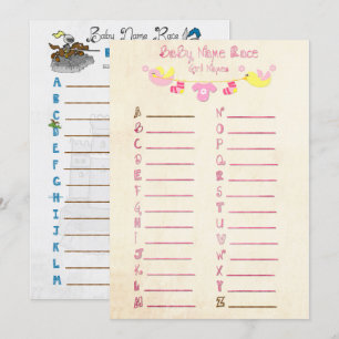 Tarjetas de juego Baby Shower Race Name