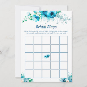 Tarjetas de juego Blue Floral Bridal Shower Bingo