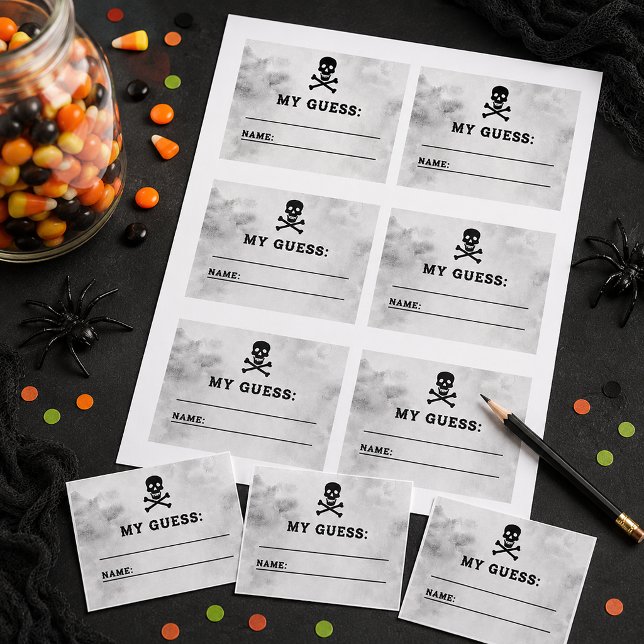 Tarjetas de Juego de Adivinanza de Caramelos Fiest (Halloween party game sheet)