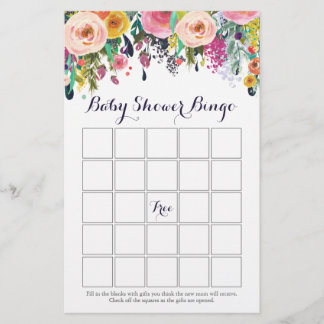 Tarjetas de juego de bingo Baby Shower floral, col