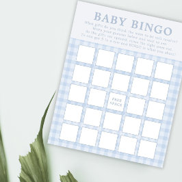 Tarjetas de juego de Bingo Blue Gingham Boy Baby