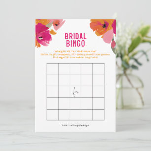 Tarjetas de juego de bingo de novia floral para du