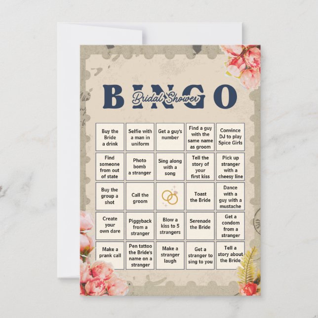 Tarjetas de juego de bingo de soltera (Anverso)
