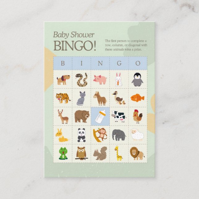 Tarjetas de juego de bingo para animales de la ser (Anverso)
