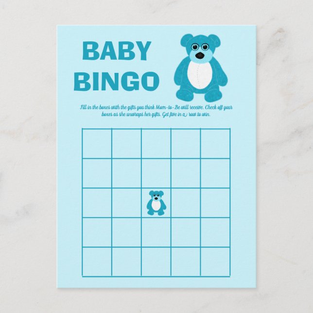 Tarjetas de juego de bingo para baby shower de osi (Anverso)