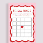 Tarjetas de juego de Bingo Retro Pink Red Bridal S<br><div class="desc">Tarjetas de juego de Bingo Retro Pink Red Bridal Shower Bingo</div>