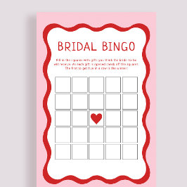 Tarjetas de juego de Bingo Retro Pink Red Bridal S