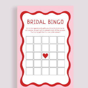 Tarjetas de juego de Bingo Retro Pink Red Bridal S