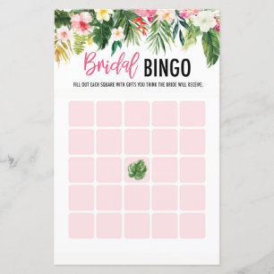 Tarjetas de juego de Bingo Tropical Bridal Shower