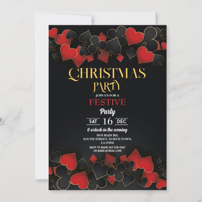 Tarjetas de juego de casino de Navidad doradas neg (Anverso)