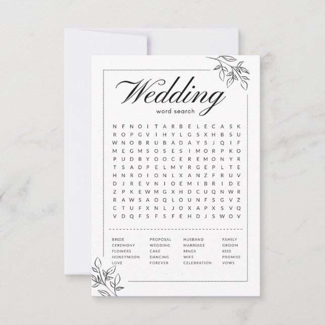 Tarjetas de juego de ducha con boda Word Search Br (Anverso)
