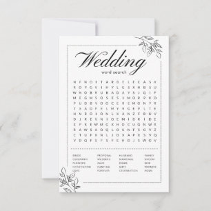Tarjetas de juego de ducha con boda Word Search Br
