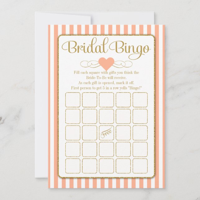 Tarjetas de juego de ducha de novias con Bingo Pea (Anverso)