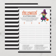 Tarjetas de juego de escatergories de Halloween co