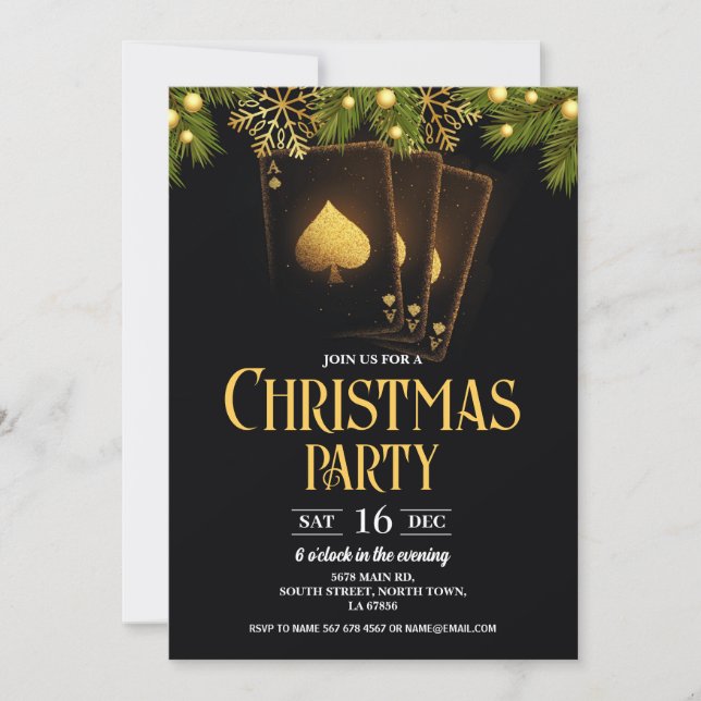 Tarjetas de juego de Navidad Oro Negro Casino (Anverso)