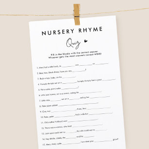 Tarjetas de juego de rima de niñera minimalistas d
