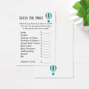 Tarjetas de juego del globo aerostático teal Adivi