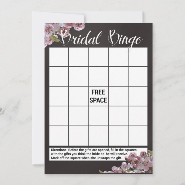 Tarjetas de juego Floral Bridal Shower Bingo (Anverso)