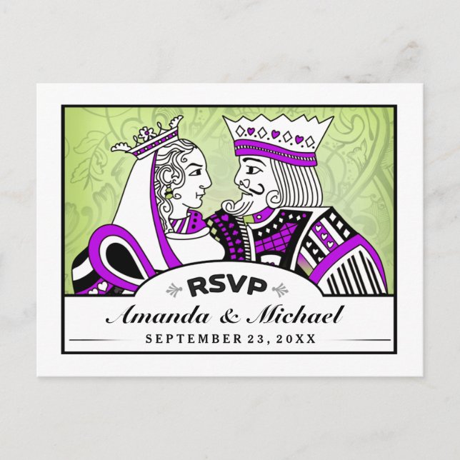 Tarjetas de juego King & Queen RSVP Tarjeta postal (Anverso)