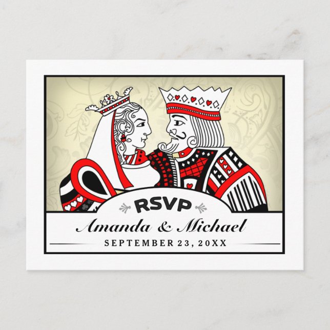 Tarjetas de juego King & Queen RSVP Tarjeta postal (Anverso)