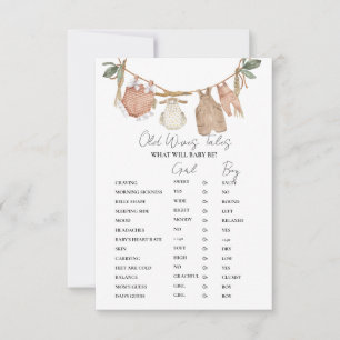 Tarjetas de juego para baby shower de ropa boho co