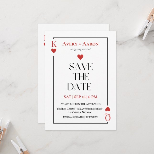 Tarjetas de juego para salvar la fecha de la boda  (Anverso/Reverso In Situ)