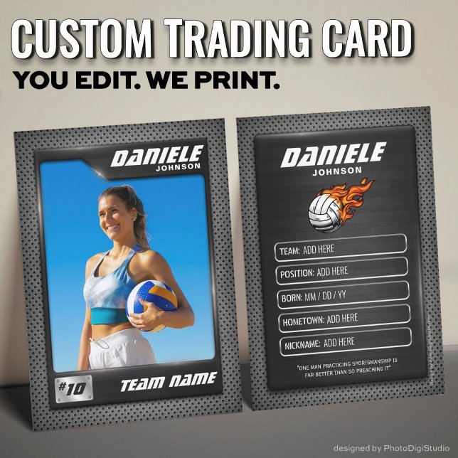 Tarjetas de jugador de voleibol con tarjeta de per (Custom Volleyball Trading Card Volley Player Cards)