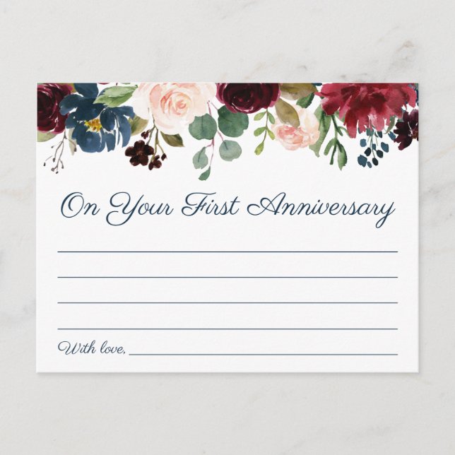 Tarjetas de la cápsula del tiempo del Boda floral  (Anverso)