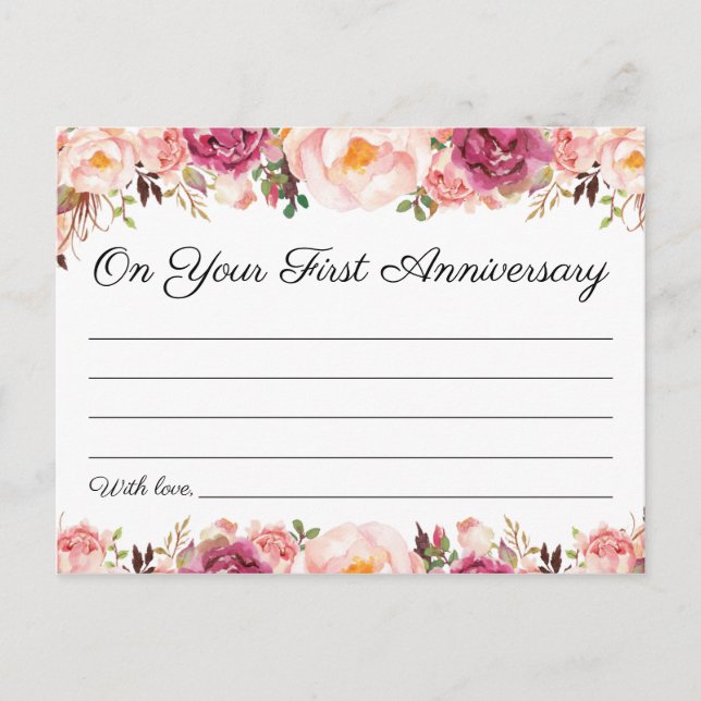 Tarjetas de la cápsula del tiempo del Boda floral  (Anverso)
