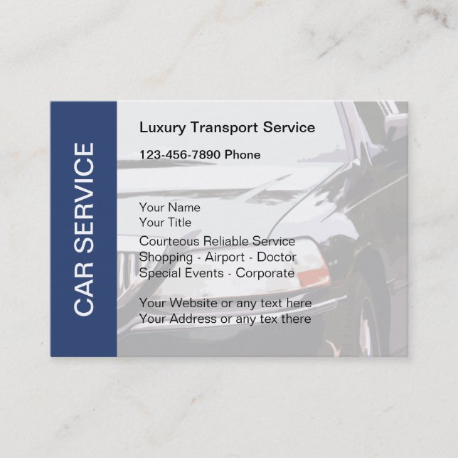 Tarjetas de la empresa de servicios del coche del (Anverso)