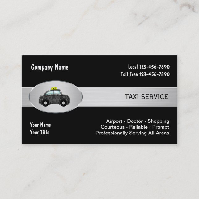 Tarjetas de la empresa de servicios del taxi (Anverso)