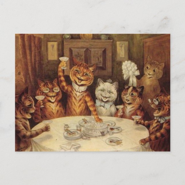 Tarjetas de la fiesta de celebración de los gatos  (Anverso)