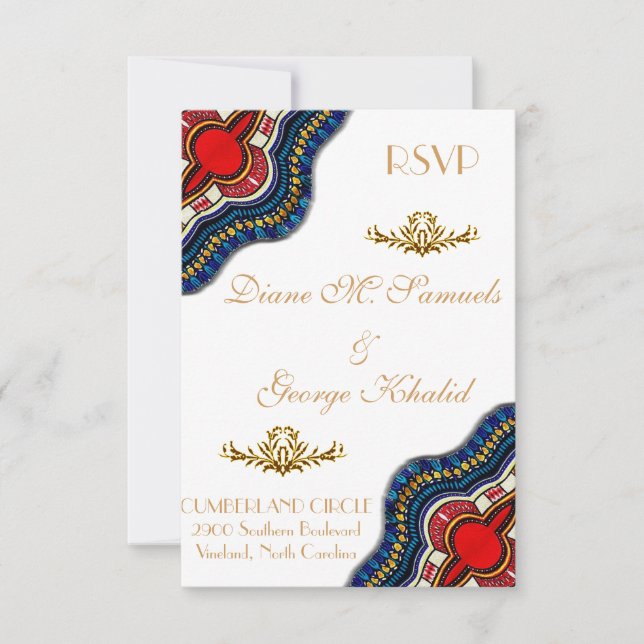 Tarjetas de la fiesta de la boda de la raza africa (Anverso)