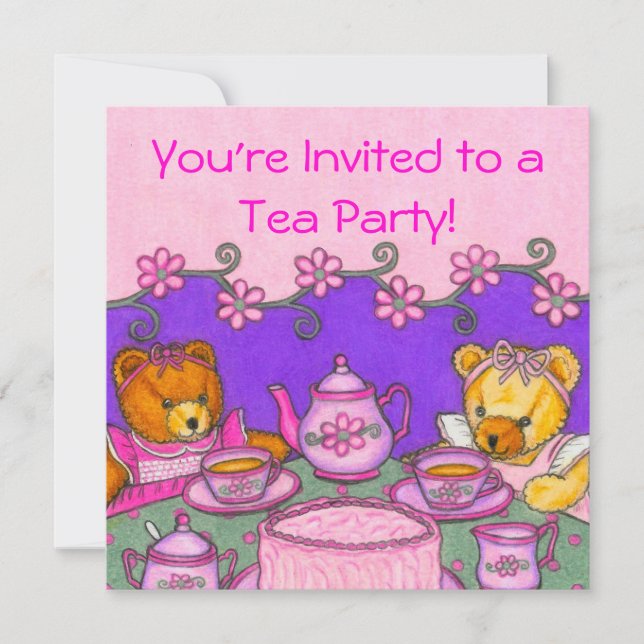 Tarjetas de la invitación de la fiesta del té del (Anverso)