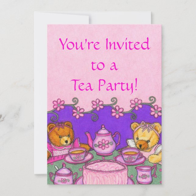 Tarjetas de la invitación de la fiesta del té del (Anverso)