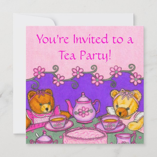Tarjetas de la invitación de la fiesta del té del (Anverso)