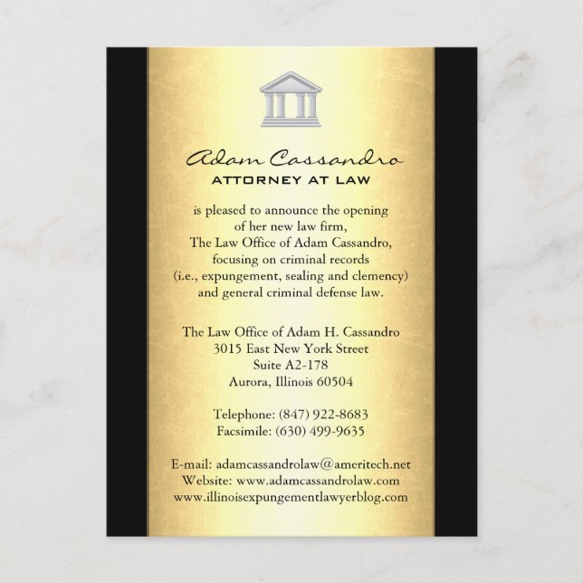 Tarjetas de la invitación del bufete de abogados (Anverso)